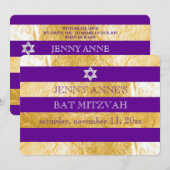 PixDezinesのDIYカラー/偽のホイルストライプ バー ミッツヴァ 招待状 (正面/裏面)