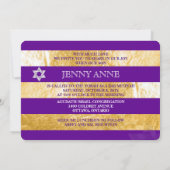 PixDezinesのDIYカラー/偽のホイルストライプ バー ミッツヴァ 招待状 (裏面)