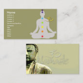 PixDezinesのDIYカラー、瞑想とオムシンボル 名刺 (正面/裏面)