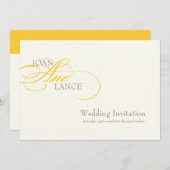 PixDezinesのDIYカラー、黄色。華麗なフォント... 招待状 (正面/裏面)