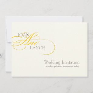 PixDezinesのDIYカラー、黄色。華麗なフォント... 招待状