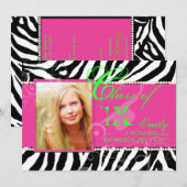 PixDezinesのDIYカラー/2012年卒業生 ゼブラ柄 招待状 (正面/裏面)