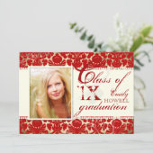 PixDezinesのDIYテキストカラー/2012年卒業生、ダマスク 招待状 (スタンド正面)