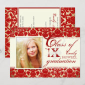 PixDezinesのDIYテキストカラー/2012年卒業生、ダマスク 招待状 (正面/裏面)