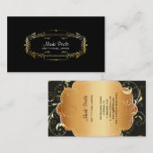 PixDezinesのDIY背景色/フィリグリーの渦巻き 名刺 (正面/裏面)