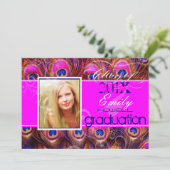 PixDezinesのDIY 2012卒業生、ピンクの孔雀 招待状 (スタンド正面)