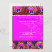 PixDezinesのDIY 2012卒業生、ピンクの孔雀 招待状 (裏面)