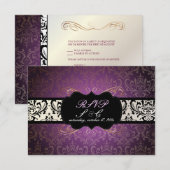 PixDezinesのRossi Damask、シャンパン+プラム 出欠カード (正面/裏面)