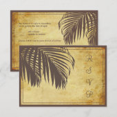 PixDezinesのRSVP ヴィンテージ パームの葉/ビーチ/ブラウン 出欠カード (正面/裏面)
