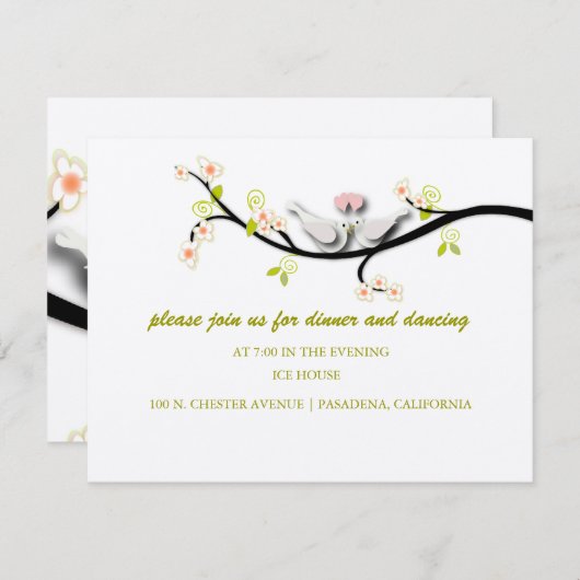 PixDezinesはハト/暗い背景色を好む 招待状 (正面/裏面)