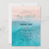 PixDezinesは上にサーフェス、アクアビーチバー（ユダヤ教の）バル・ミツバーインヴィタ 招待状 (正面)