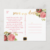 PixDezinesは日付/ヴィンテージバラを保存 案内ポストカード (裏面)