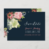 PixDezinesは日付/ヴィンテージバラを保存 案内ポストカード (正面/裏面)