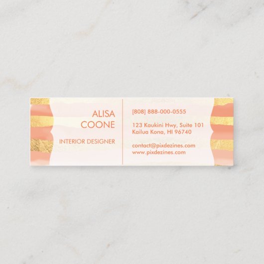 PixDezinesは私を目が眩む金ゴールドと呼ぶ スキニー名刺 (裏面)