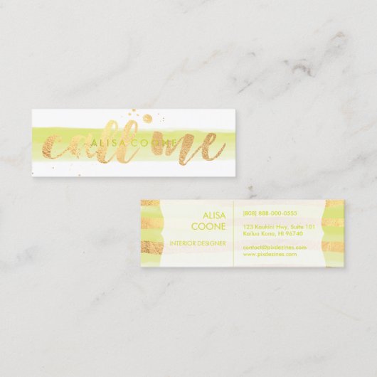 PixDezinesは私を眩しい金ゴールドブラシフェイクスクリプトと呼ぶ スキニー名刺 (正面/裏面)
