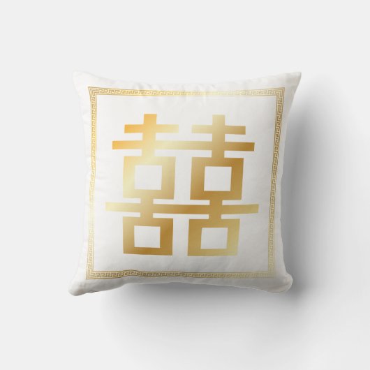 PixDezinesは色/金ゴールドの二重の幸せを表示 クッション (裏面)