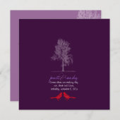 PixDezinesは鳥を愛し、赤、オークの木/DIYカラー! 招待状 (正面/裏面)