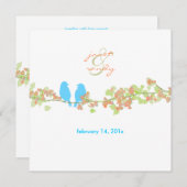 PixDezinesは鳥/青/DIYバックグラウンドを好む 招待状 (正面/裏面)