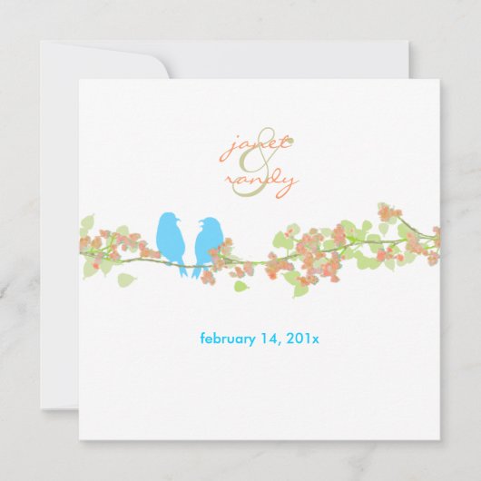 PixDezinesは鳥/青/DIYバックグラウンドを好む 招待状 (正面)