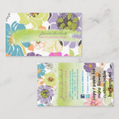 PixDezinesは、レトロな熱帯の花/DIYカラーを新たに追加 名刺 (正面/裏面)