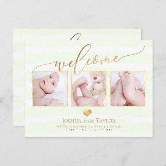 PixDezinesへようこそ誕生のお知らせ/ハート 案内ポストカード (正面/裏面)