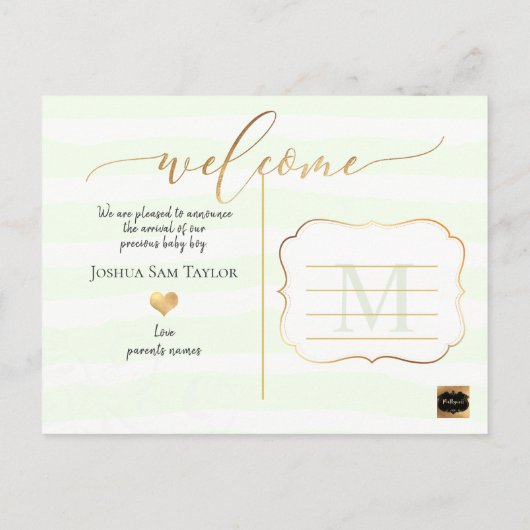 PixDezinesへようこそ誕生のお知らせ/ハート 案内ポストカード (裏面)