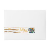 PixDezinesまぶしい金ゴールドストライプ/休日の喜び ラップアラウンド宛名ラベル (正面)