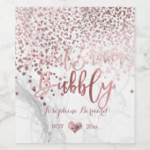 PixDezinesめまいフェイクバラ金ゴールド紙吹雪/大理石 ワインラベル (シングルラベル)