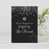 PixDezinesめまい銀/バー（ユダヤ教の）バル・ミツバー/紫 招待状 (スタンド正面)