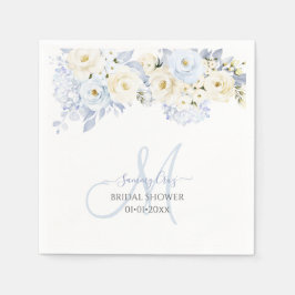 PixDezinesアイスエレガントブルーハイドクリームバラ スタンダードカクテルナプキン