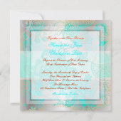 PixDezinesアクアブルーフローラレース+シフェイクルバー 招待状 (裏面)