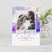 PixDezinesアトモダンルパープル赤面シルバーグレー 招待状 (スタンド正面)