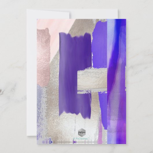 PixDezinesアトモダンルパープル赤面シルバーグレー 招待状 (裏面)