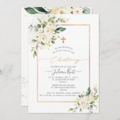 PixDezinesアラバスターバラH2フラワーズ《キリスト教》洗礼式や命名式 招待状 (正面/裏面)