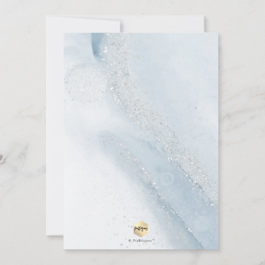 PixDezinesアルコール+インクダスティブルーシルバー洗礼 招待状 (裏面)