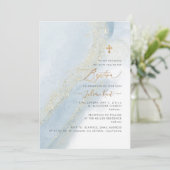 PixDezinesアルコール+インクダスティブルーバプテスマ金ゴールド 招待状 (スタンド正面)