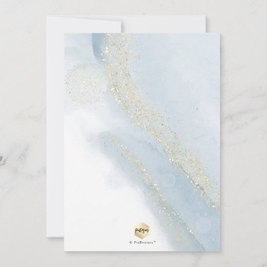 PixDezinesアルコール+インクダスティブルー金ゴールド《キリスト教》洗礼式や命名式 招待状 (裏面)