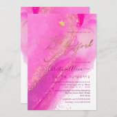 PixDezinesアルコール+インクホットピンクバルミツワー 招待状 (正面/裏面)