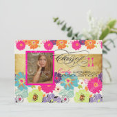 PixDezinesアレグレレトロフラワーグラデーティ 招待状 (スタンド正面)