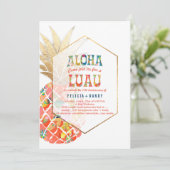 PixDezinesアロハハワイアンパイナップル/オレンジ/DIY 招待状 (スタンド正面)