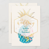 PixDezinesアロハハワイアンパイナップル/DIYカラー 招待状 (正面/裏面)