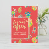 PixDezinesアロハハワイアンパイナップル/DIYコーラル 招待状 (スタンド正面)