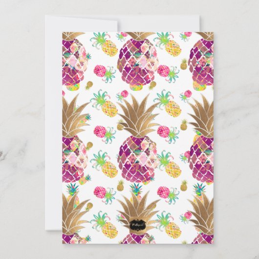 PixDezinesアロハハワイアンパイナップル/DIYティール（緑がかった色） 招待状 (裏面)