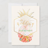 PixDezinesアロハハワイアンパイナップル/DIYバックグルーン 招待状 (正面)