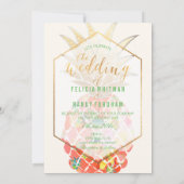 PixDezinesアロハハワイアンパイナップル/DIYバックグルーン 招待状 (裏面)