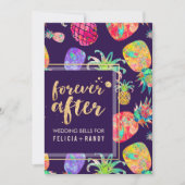 PixDezinesアロハハワイアンパイナップル/DIYパープル 招待状 (正面)