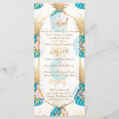 PixDezinesアロハパイナップルフェイク金ゴールド/ティール（緑がかった色） メニュー (裏面)