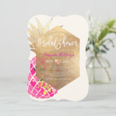 PixDezinesアロハパイナップルブライダルシャワー+フェイク金ゴールド 招待状 (スタンド正面)