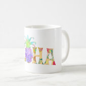 PixDezinesアロハパイナップル+フローラ水彩 コーヒーマグカップ (正面右)