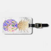 PixDezinesアロハパイナップル+ホワイトマーブル ラゲッジタグ (正面横)